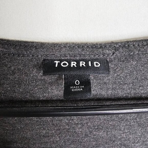 TORRID Casual Dress CHARCOAL GRAY size 0 12 L Tie Front Minimalist Neutral Cute - Picture 6 of 7